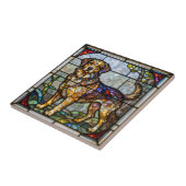 Golden Retriever Dog Faux Stained Glass Mosaic Art Fliese (Seite)