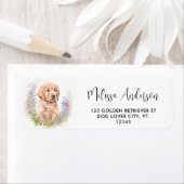 Golden Retriever Dog Floral Welpe Rücksendeadresse (Insitu)