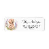 Golden Retriever Dog Floral Welpe Rücksendeadresse (Vorne)