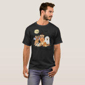 Golden Retriever Dog Ghost Halloween Witch And Bat T-Shirt (Vorne ganz)