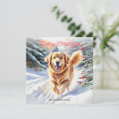 Golden Retriever Dog Goldie In Schnee Weihnachten (Stehend Vorderseite)