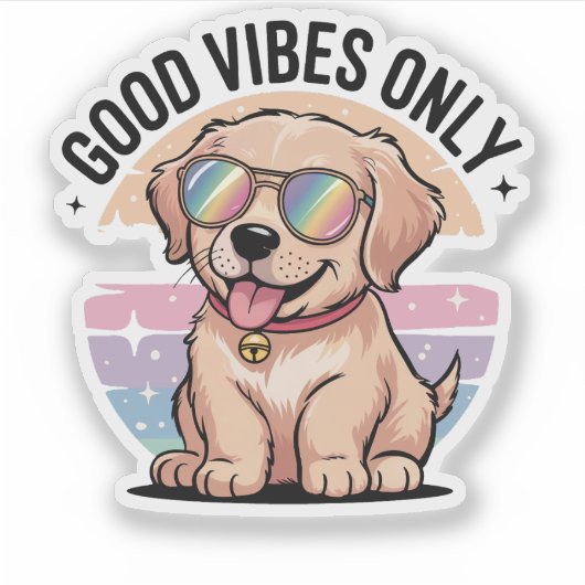 Golden Retriever Dog Good Vibes nur Aufkleber (Vorderseite)
