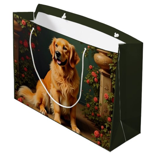 Golden Retriever Dog Große Geschenktüte (Rückseite Schrägansicht)