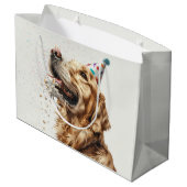 Golden Retriever Dog Große Geschenktüte (Rückseite Schrägansicht)