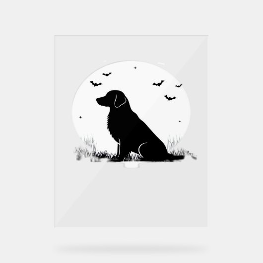 Golden Retriever Dog - Halloween Moon Silhouette O Acrylschild (Vorderseite)