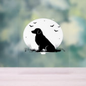 Golden Retriever Dog - Halloween Moon Silhouette O Acrylschild (Neutral)