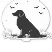 Golden Retriever Dog - Halloween Moon Silhouette O Aufkleber (Vorderseite)