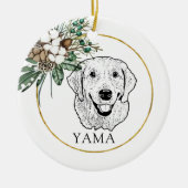 Golden Retriever Dog Hand Zeichnend Personalisiert Keramik Ornament (Vorne)
