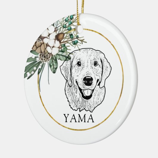 Golden Retriever Dog Hand Zeichnend Personalisiert Keramik Ornament (Links)