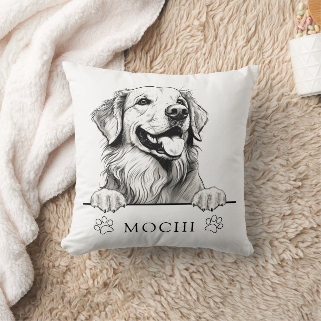 Golden Retriever Dog Hand Zeichnend Personalisiert Kissen (Decke)
