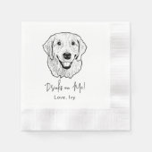 Golden Retriever Dog Hand Zeichnend Personalisiert Serviette (Vorderseite)
