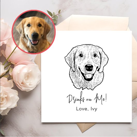 Golden Retriever Dog Hand Zeichnend Personalisiert Serviette