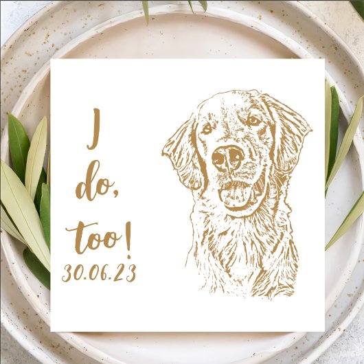Golden Retriever Dog I do to Custom Cocktail Serviette