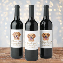 Golden Retriever Dog I do to Wedding Wine Label