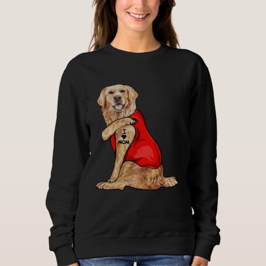 golden retriever dog I love mum tattoo Sweatshirt (Vorderseite)