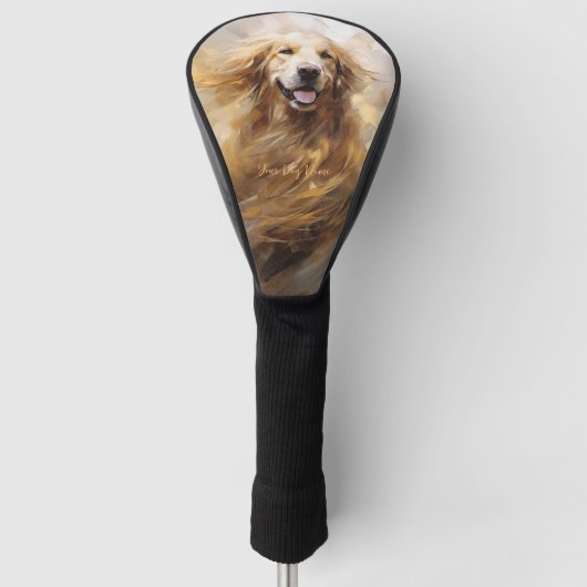 Golden Retriever Dog im Wind 001 - Yacobsen De Golf Headcover (Vorderseite)