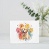 Golden Retriever Dog in einer Kuh Print Postkarte (Stehend Vorderseite)