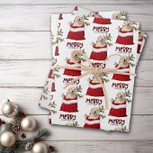 Golden Retriever Dog in Holiday Gift Bag Geschenkpapier Set