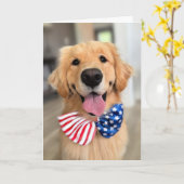 Golden Retriever Dog in Independence Day Bow Krawa Karte (Gelbe Blume)