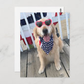 Golden Retriever Dog in Independence Day Glasses Postkarte (Vorne/Hinten)