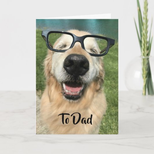 Golden Retriever Dog in Nerd Brille Vatertag Karte (Vorderseite)