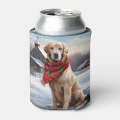 Golden Retriever Dog in Schnee Weihnachten Dosenkühler (Kanne Vorderseite)