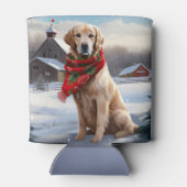 Golden Retriever Dog in Schnee Weihnachten Dosenkühler (Rückseite)