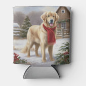 Golden Retriever Dog in Schnee Weihnachten Dosenkühler (Vorderseite)