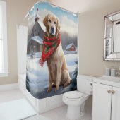 Golden Retriever Dog in Schnee Weihnachten Duschvorhang (Beispiel)