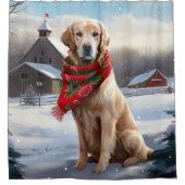 Golden Retriever Dog in Schnee Weihnachten Duschvorhang (Vorderseite)