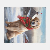 Golden Retriever Dog in Schnee Weihnachten Fleecedecke (Vorderseite (Horizontal))
