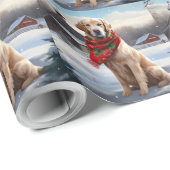 Golden Retriever Dog in Schnee Weihnachten Geschenkpapier (Rolleneckpunkt)