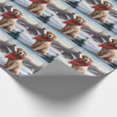 Golden Retriever Dog in Schnee Weihnachten Geschenkpapier (Ecke)