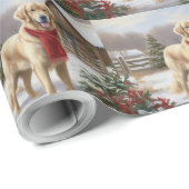 Golden Retriever Dog in Schnee Weihnachten Geschenkpapier (Rolleneckpunkt)
