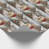 Golden Retriever Dog in Schnee Weihnachten Geschenkpapier (Ecke)