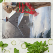 Golden Retriever Dog in Schnee Weihnachten Geschirrtuch (Gefaltet)