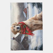 Golden Retriever Dog in Schnee Weihnachten Geschirrtuch (Vertikal)