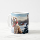 Golden Retriever Dog in Schnee Weihnachten Kaffeetasse (Vorderseite Links)