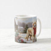 Golden Retriever Dog in Schnee Weihnachten Kaffeetasse (VorderseiteRechts)