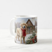 Golden Retriever Dog in Schnee Weihnachten Kaffeetasse (Vorderseite Links)
