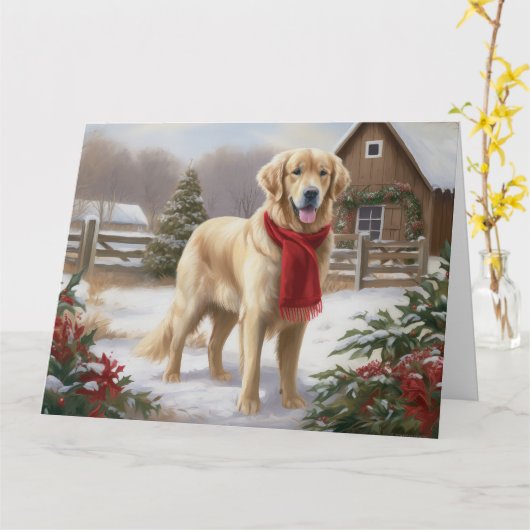 Golden Retriever Dog in Schnee Weihnachten Karte (Gelbe Blume)