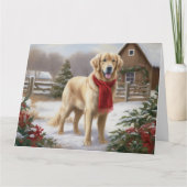 Golden Retriever Dog in Schnee Weihnachten Karte (Vorderseite)