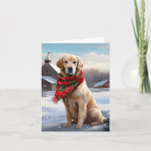 Golden Retriever Dog in Schnee Weihnachten Karte (Vorderseite)