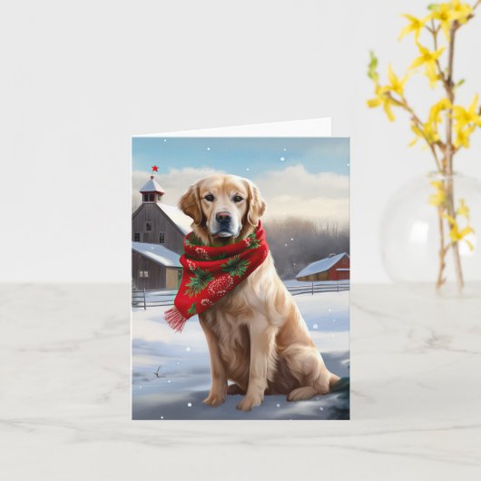 Golden Retriever Dog in Schnee Weihnachten Karte (Gelbe Blume)