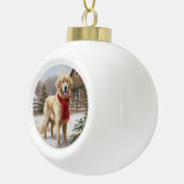 Golden Retriever Dog in Schnee Weihnachten Keramik Kugel-Ornament (Rechts)