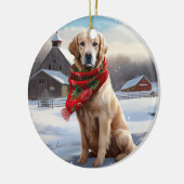 Golden Retriever Dog in Schnee Weihnachten Keramik Ornament (Links)