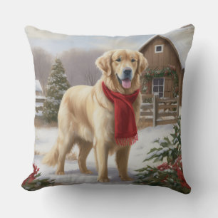 Golden Retriever Dog in Schnee Weihnachten Kissen