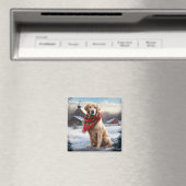 Golden Retriever Dog in Schnee Weihnachten Magnet (In Situ (Geschirrspüler))