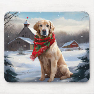 Golden Retriever Dog in Schnee Weihnachten Mousepad