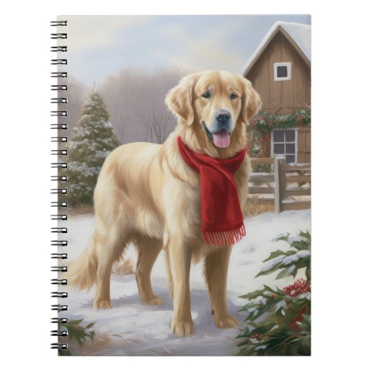 Golden Retriever Dog in Schnee Weihnachten Notizblock (Vorderseite)